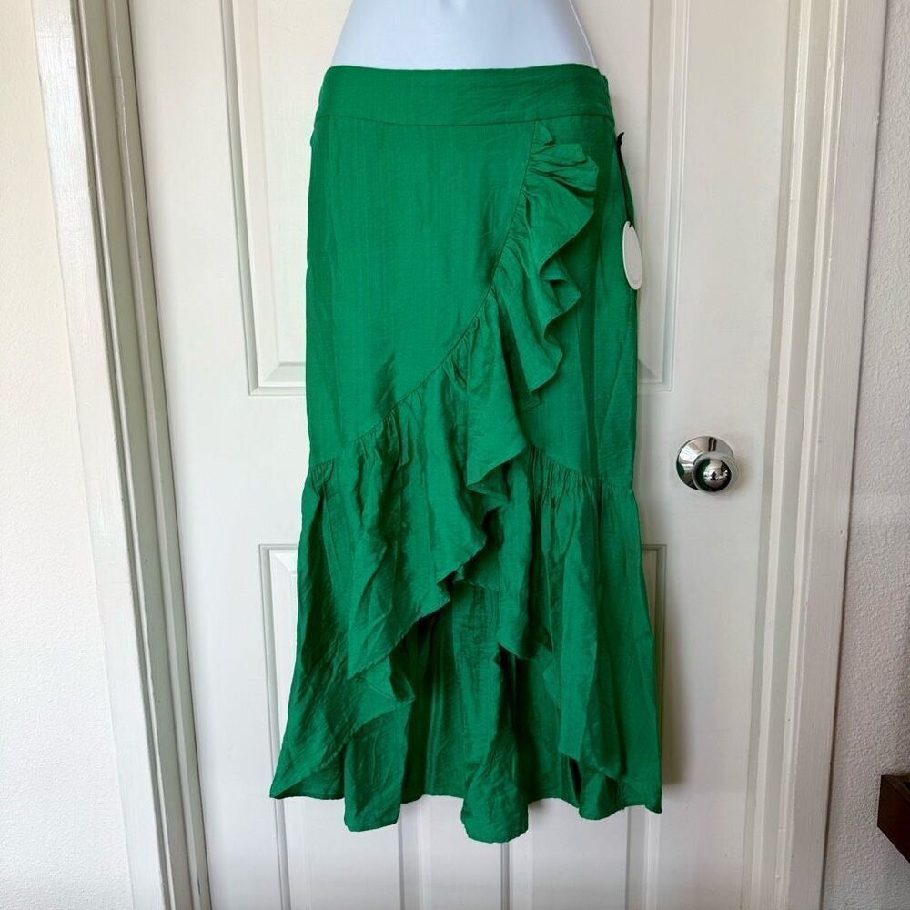 Sunburst Kiss Green Ruffle High Low Skirt
